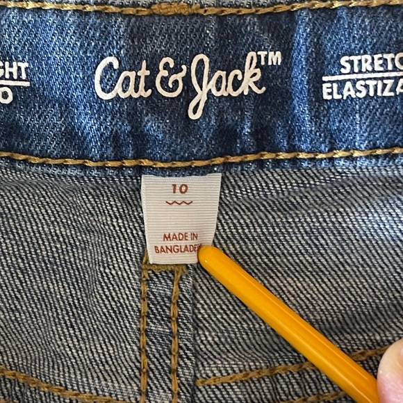 Cat & Jack Kids Blue Straight Leg Distressed Jeans Size 10 Stretch Denim - Picture 4 of 6